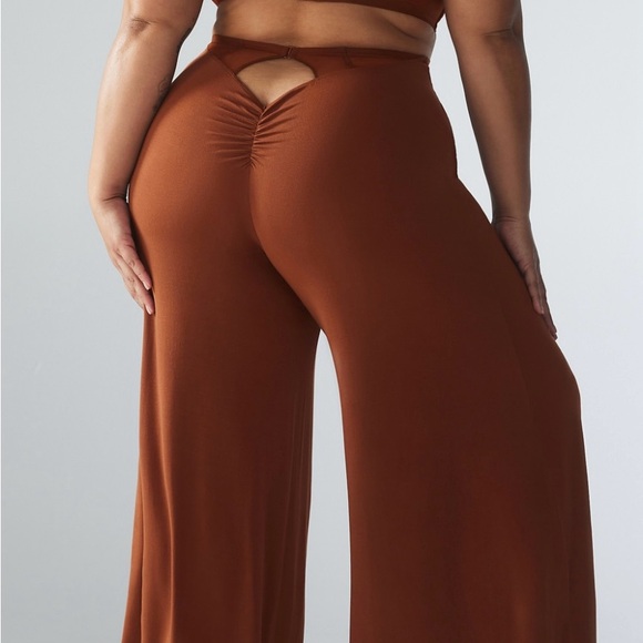 Savage X Fenty Aqua Hour Wide Leg Pant Cookie Brown Size L - Picture 3 of 13